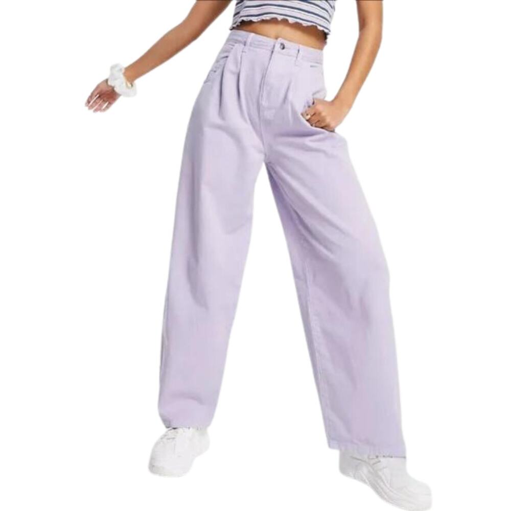 RECLAIMED VINTAGE Asos Retro Style 90s Wide Leg Mom Jeans Lavender 32 Waist